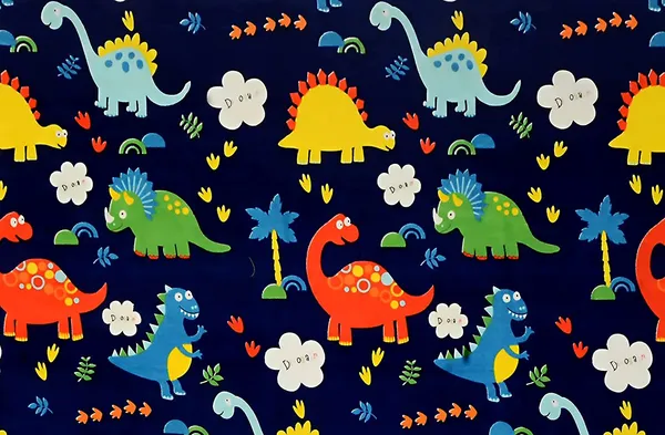 220TC_Microfiber_Unique_Animal_Cartoons_Diwan_Set_of_8pcs_-_Single_Flat_Bedsheet_with_2_Bolster_Covers_and_5_Cushion_Covers_-_Blue_Dinosaurs_-_60x90_inches